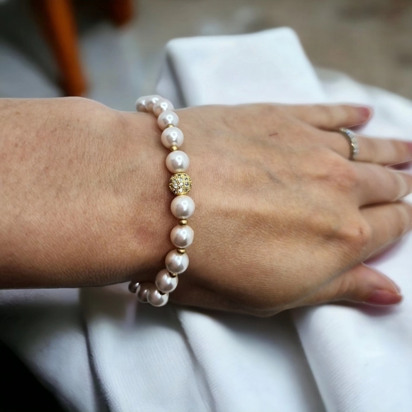 Majorica Pearl Zirconia charm bracelet - Picture 3 of 4